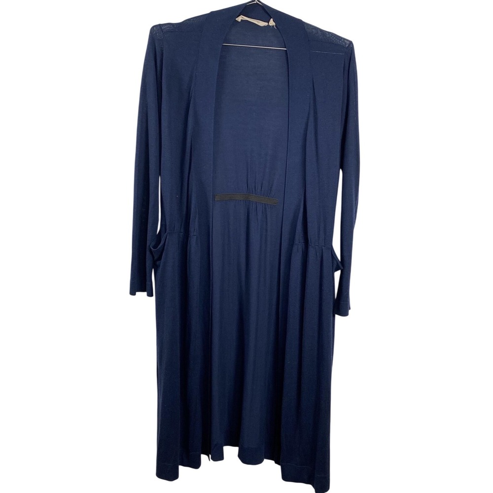 Soft Surroundings Sweater Womens Medium Navy Blue Open Front Duster Cardigan